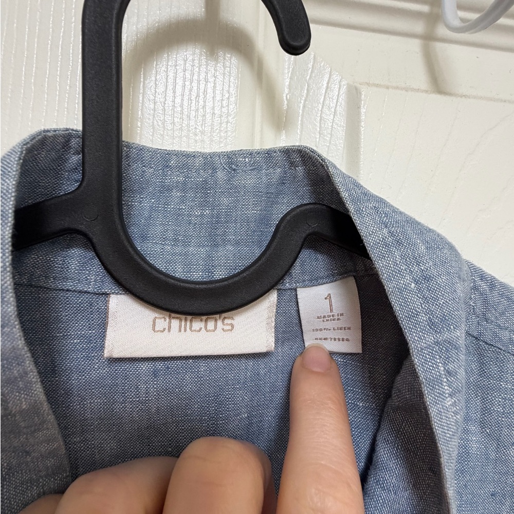 Chico's Denim Blue Collared Shirt